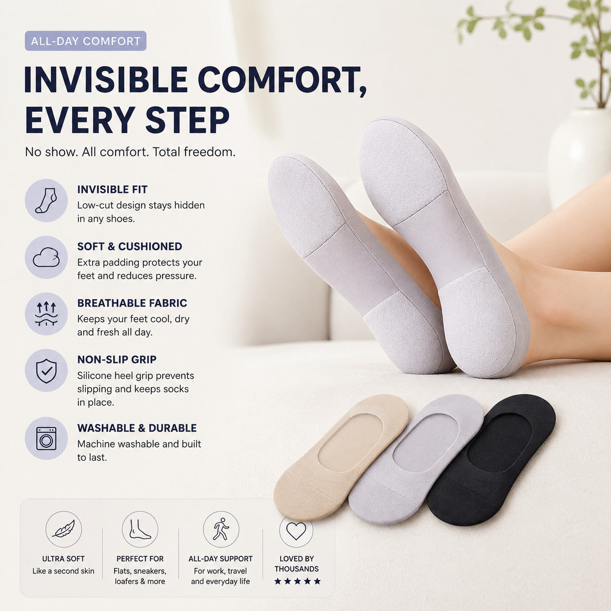 CloudStep™ Invisible Cushion Socks